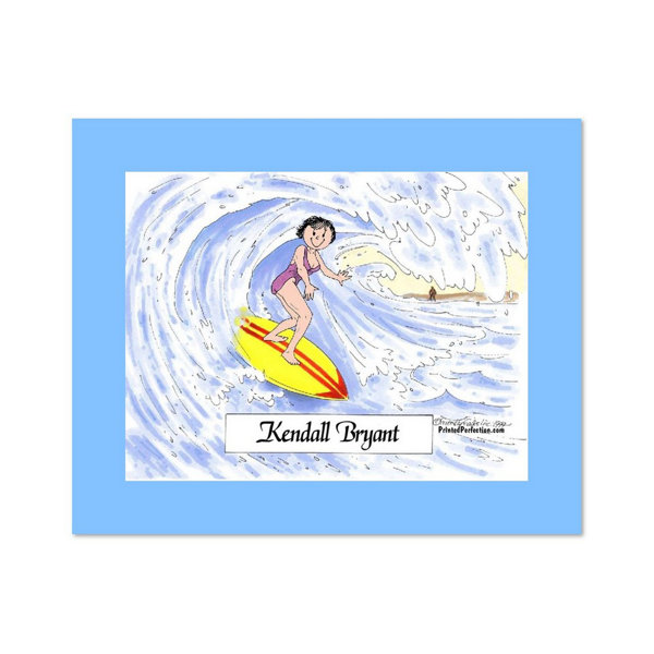 Printed Perfection Personalized Surfer Female Cartoon Caricature with
